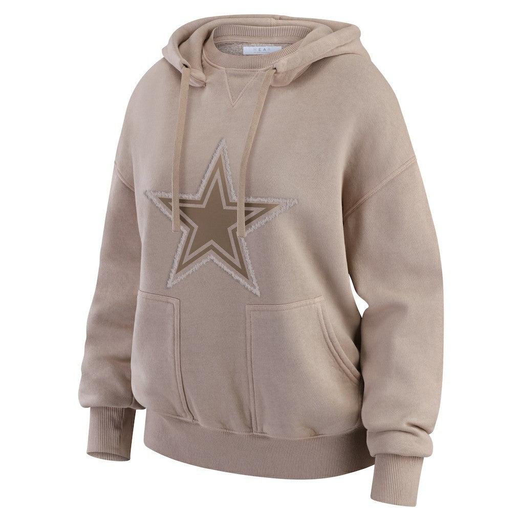 Dallas Cowboys WEAR by Erin Andrews Women's Washed Pullover Crewdie Tan - NFL