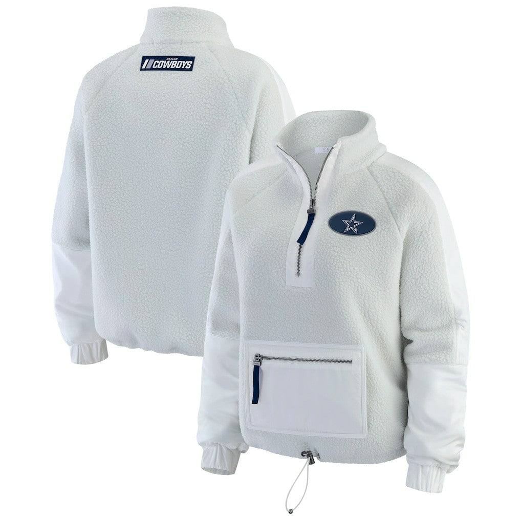 Dallas Cowboys WEAR by Erin Andrews Women's Polar Fleece Half-Zip Jacket White - NFL