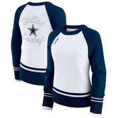 Dallas Cowboys WEAR by Erin Andrews Women's Colorblock Raglan Sweater White/Navy - NFL