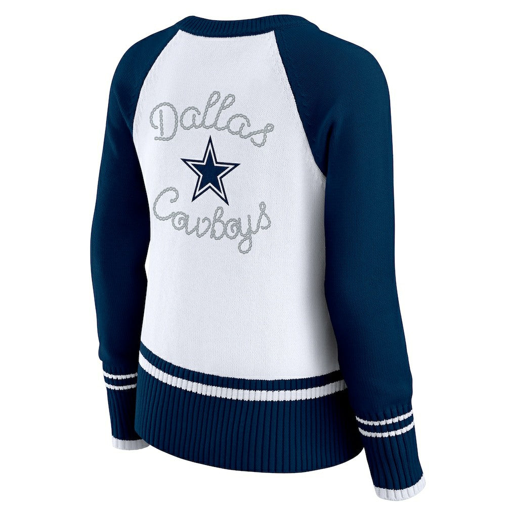 Dallas Cowboys WEAR by Erin Andrews Women's Colorblock Raglan Sweater White/Navy - NFL