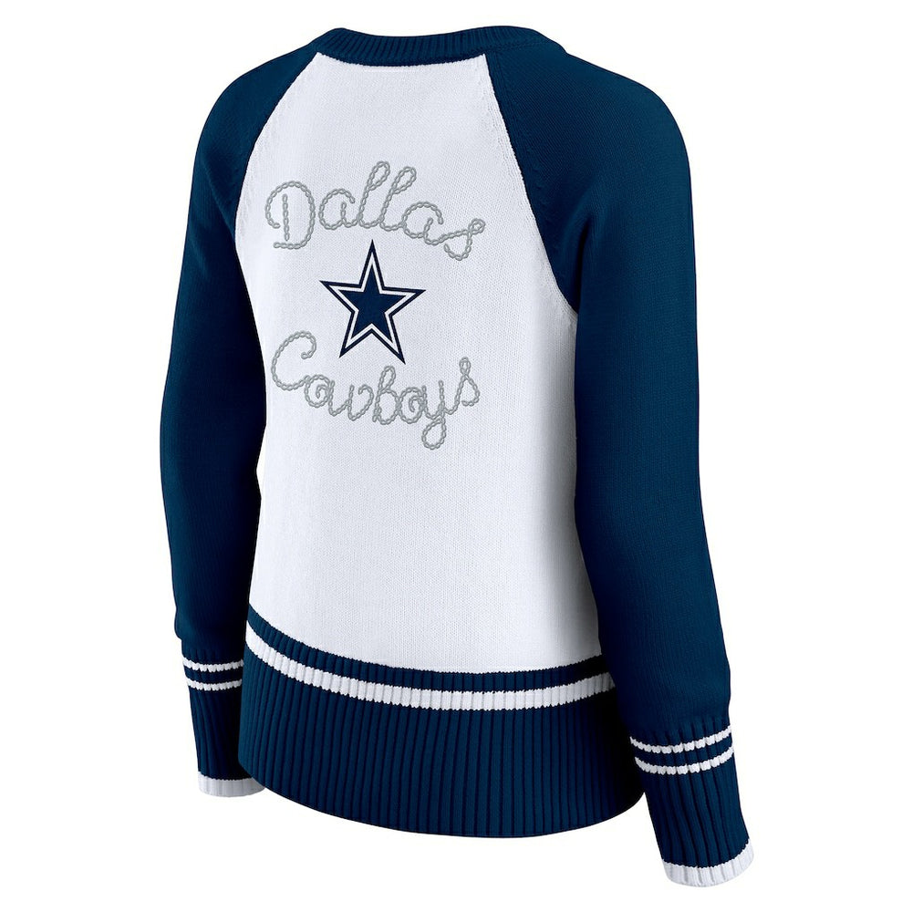 Dallas Cowboys WEAR by Erin Andrews Women's Colorblock Raglan Sweater White/Navy - NFL