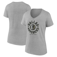 NBA - Dallas Mavericks Women's Hoops for Troops V-Neck T-Shirt - Heather Gray