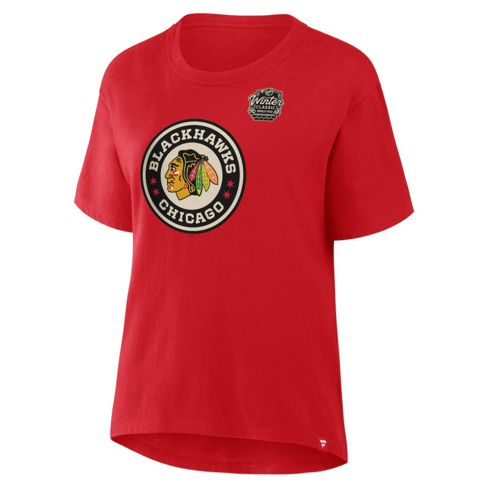 Chicago Blackhawks Fanatics Women's 2025 Winter Classic Primary Logo T-Shirt Athletic Red