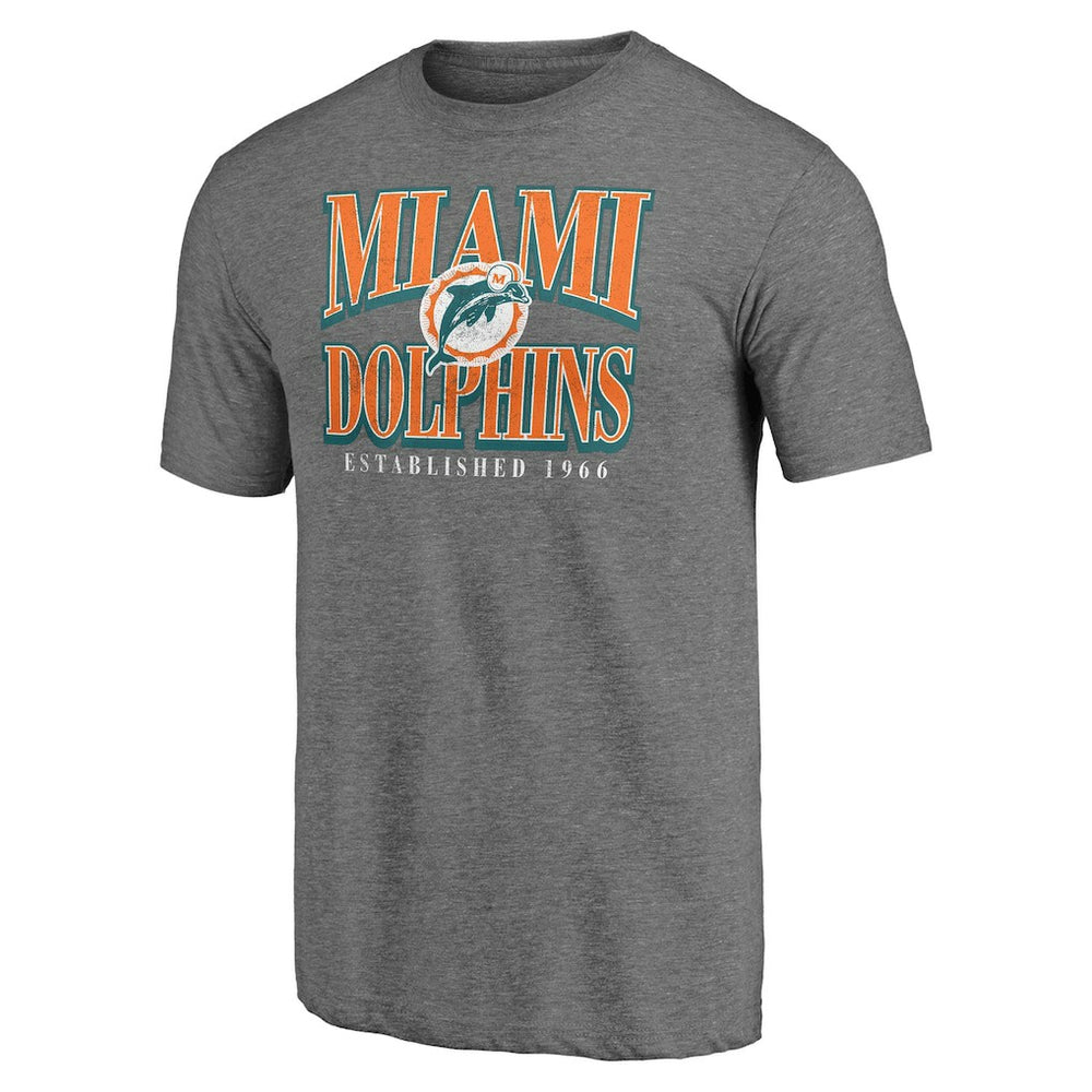 Miami Dolphins Vintage Tri-Blend T-Shirt Heather Gray - NFL