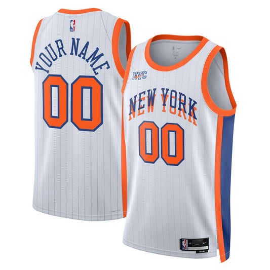 New York Knicks Unisex 2024/25 Custom Swingman Jersey - City Edition - White | NBA Jerseys