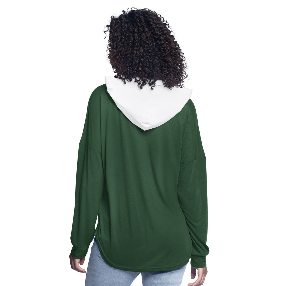 NBA - Milwaukee Bucks G-III 4Her by Carl Banks Women's Bench Player Oversized Long Sleeve Hooded Top - Hunter Green