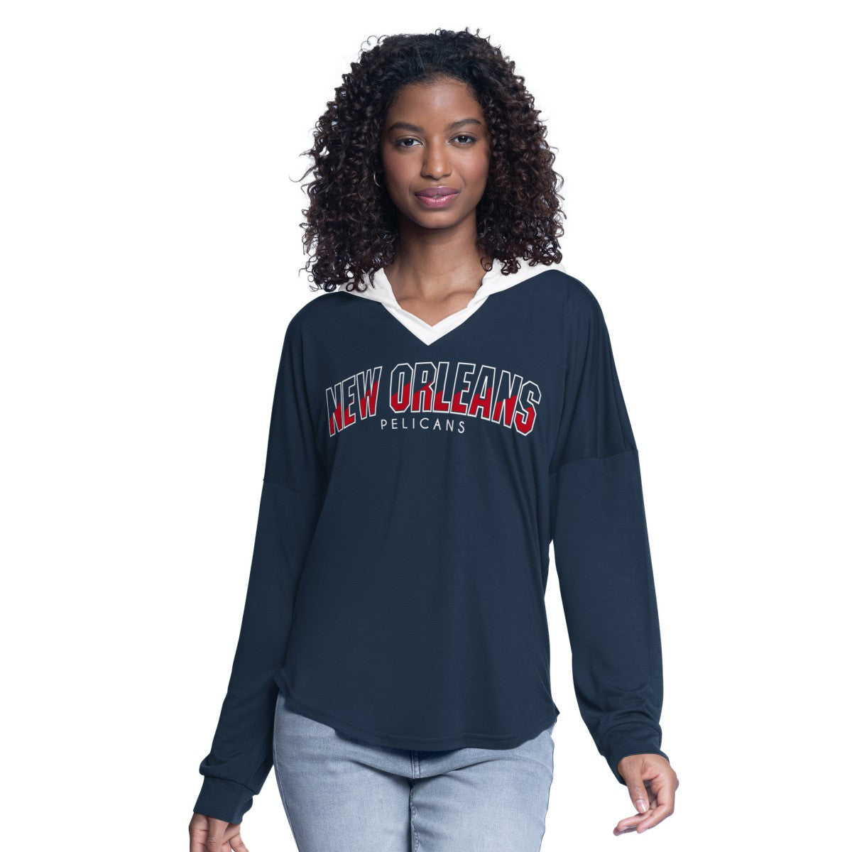 NBA - New Orleans Pelicans G-III 4Her by Carl Banks Women's Bench Player Oversized Long Sleeve Hooded Top - Navy