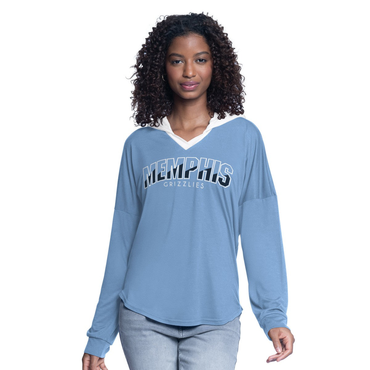 NBA - Memphis Grizzlies G-III 4Her by Carl Banks Women's Bench Player Oversized Long Sleeve Hooded Top - Light Blue