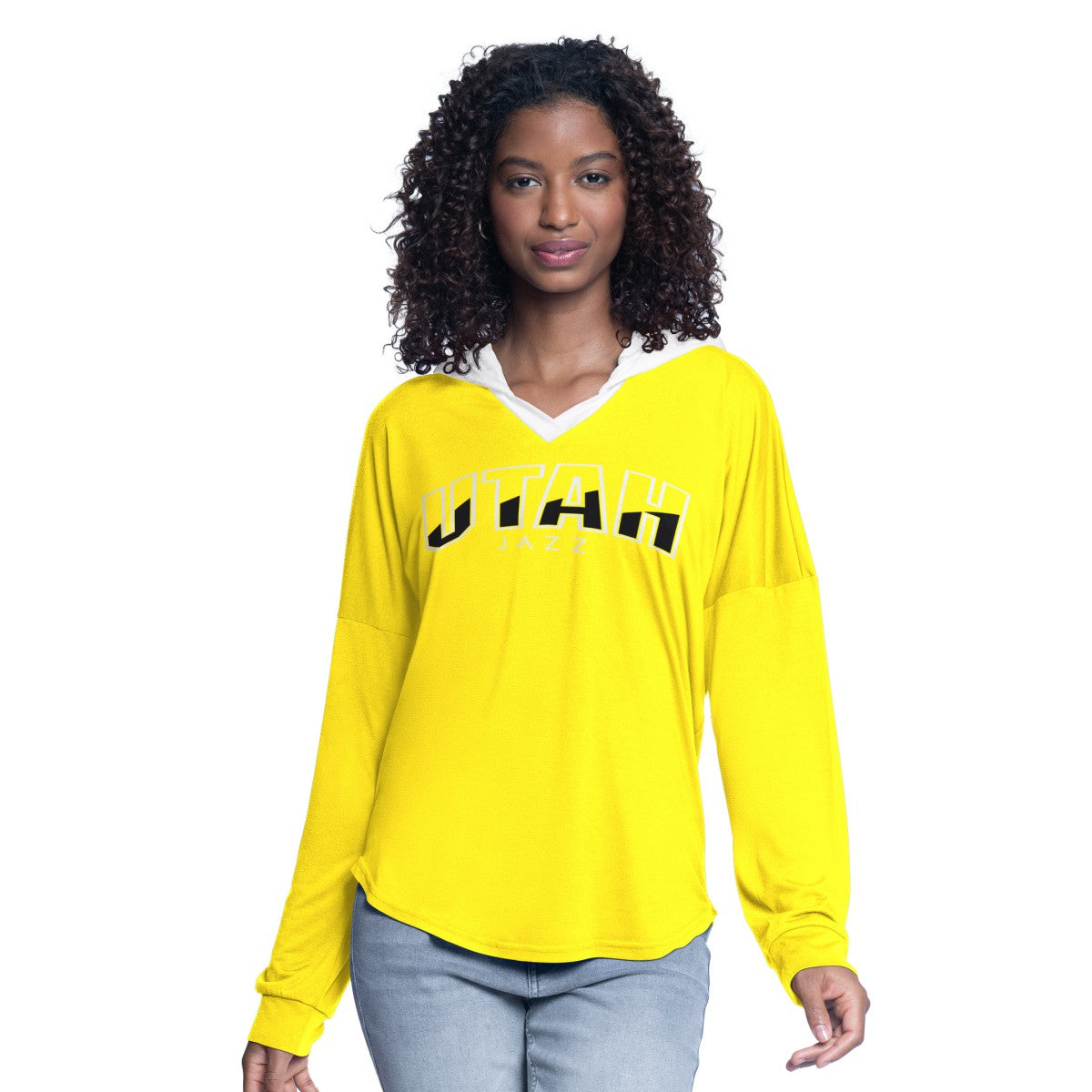 NBA - Utah Jazz G-III 4Her by Carl Banks Women's Bench Player Oversized Long Sleeve Hooded Top - Gold
