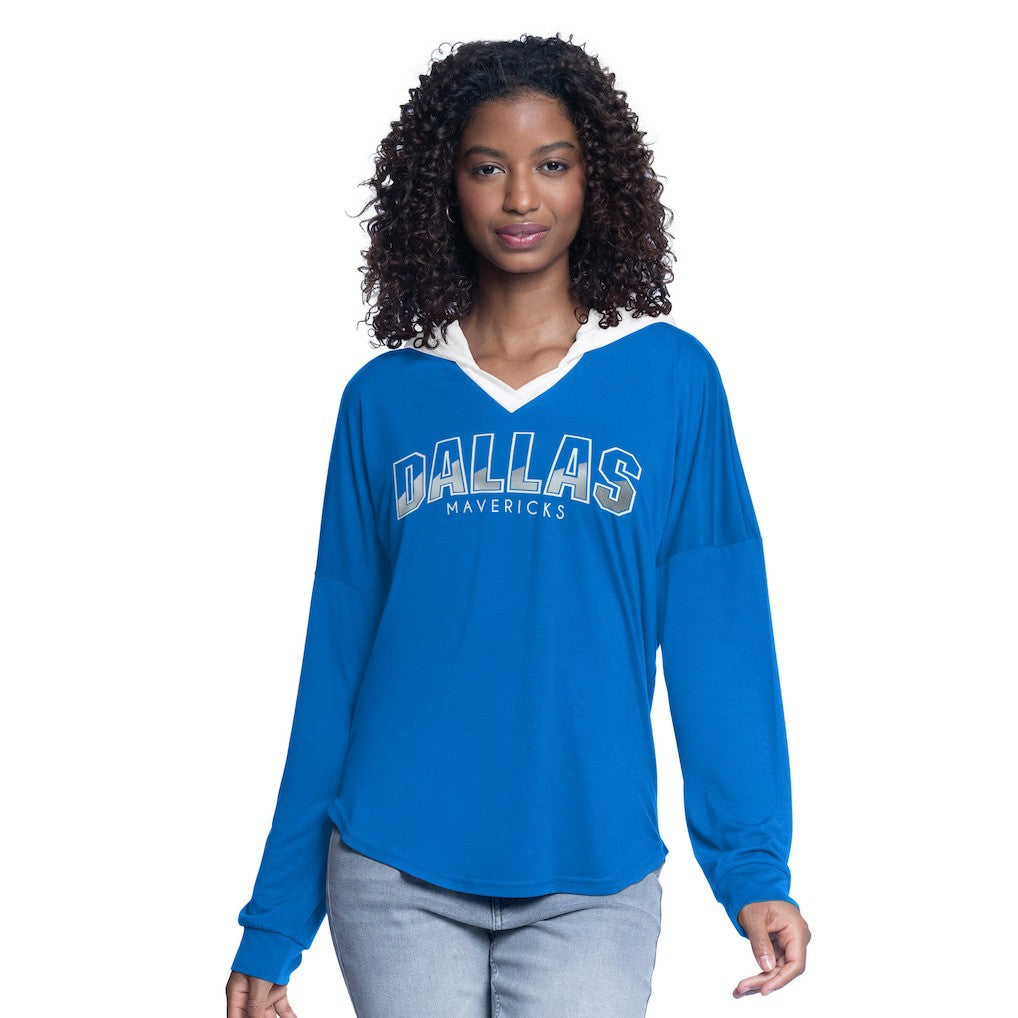 NBA - Dallas Mavericks G-III 4Her by Carl Banks Women's Bench Player Oversized Long Sleeve Hooded Top - Blue