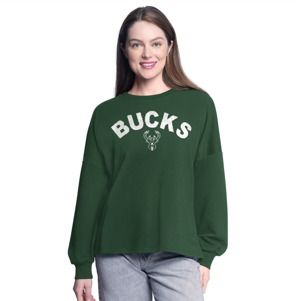 NBA - Milwaukee Bucks G-III 4Her by Carl Banks Women's Athletic Pullover Sweatshirt - Hunter Green