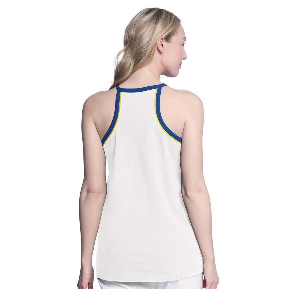 NBA - Golden State Warriors G-III 4Her by Carl Banks Women's Curveball Racerback Scoop Neck Slub Tank Top - White
