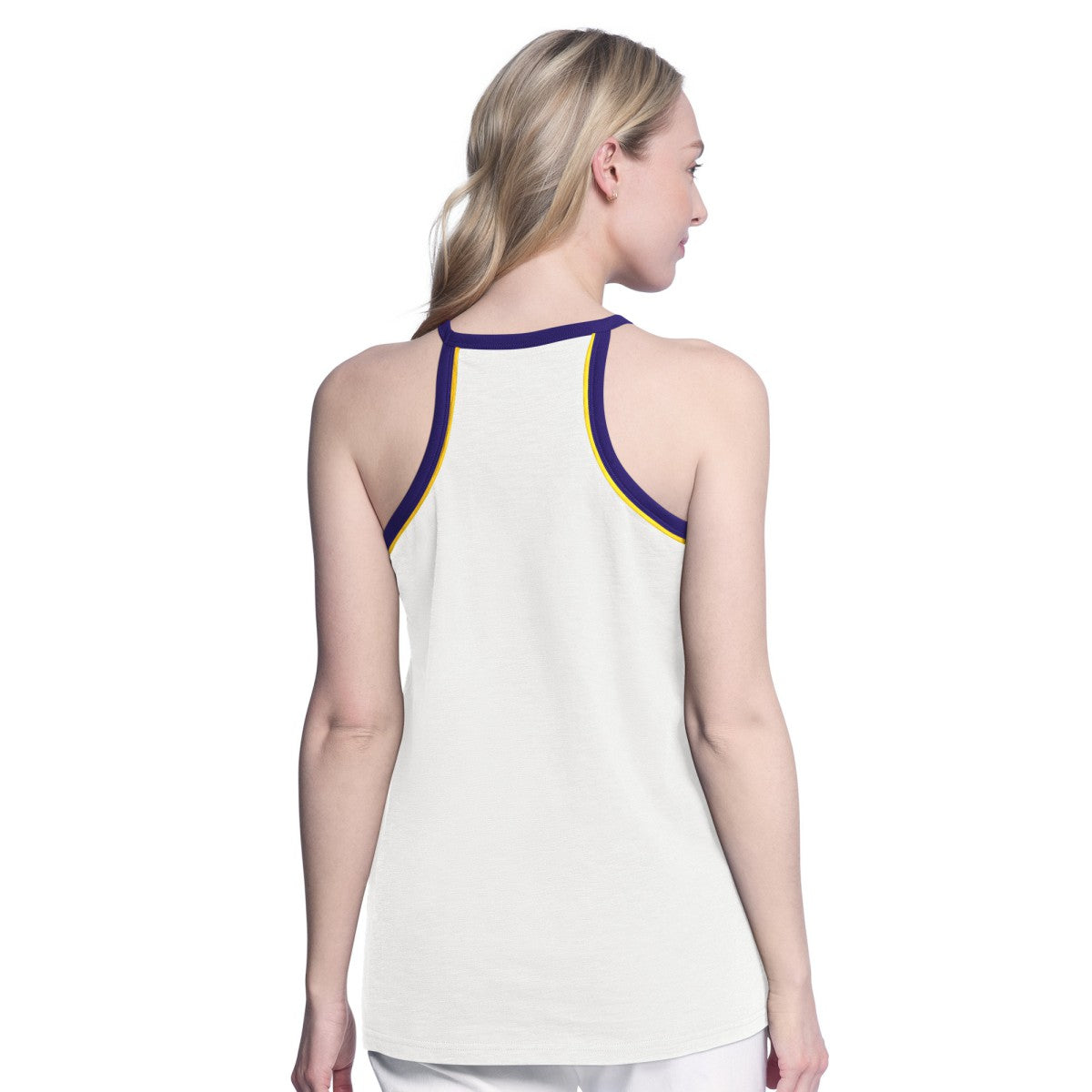 NBA - Los Angeles Lakers G-III 4Her by Carl Banks Women's Curveball Racerback Scoop Neck Slub Tank Top - White