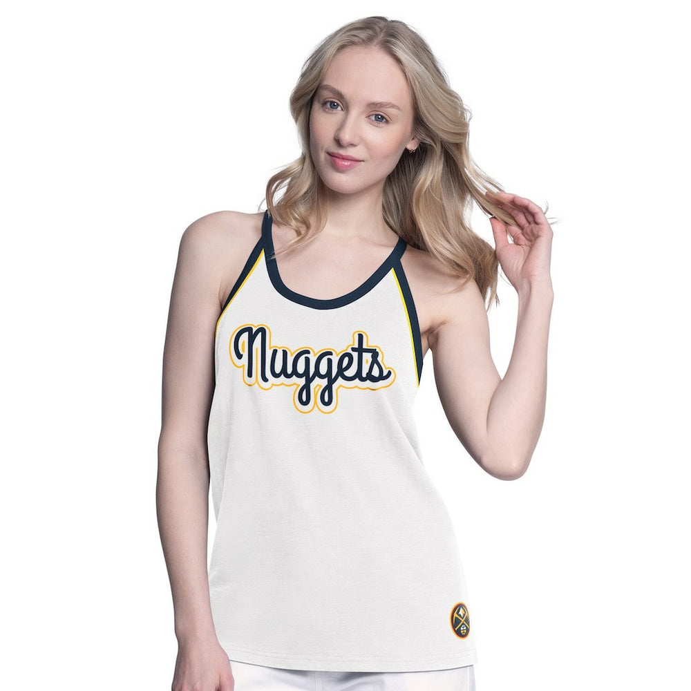 NBA - Denver Nuggets G-III 4Her by Carl Banks Women's Curveball Racerback Scoop Neck Slub Tank Top - White