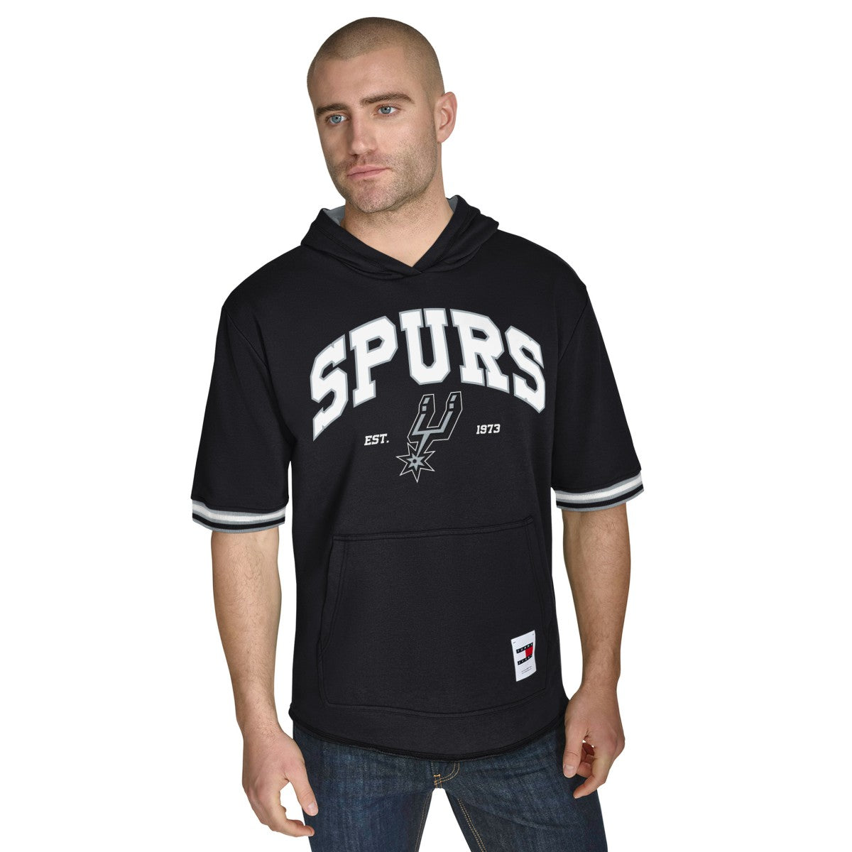 NBA - San Antonio Spurs Tommy Jeans Paul French Terry Short Sleeve Pullover Hoodie - Black