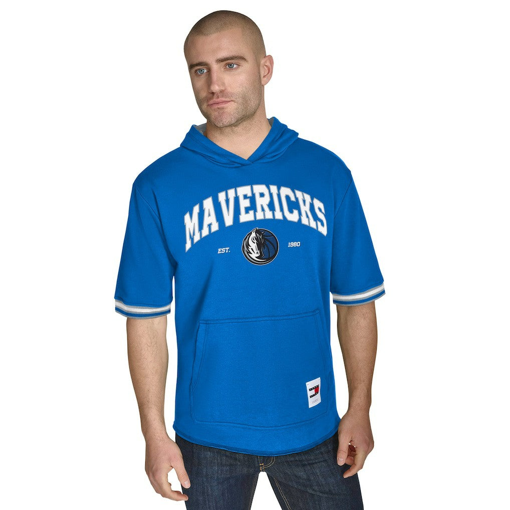 NBA - Dallas Mavericks Tommy Jeans Paul French Terry Short Sleeve Pullover Hoodie - Blue