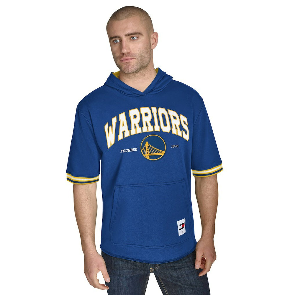 NBA - Golden State Warriors Tommy Jeans Paul French Terry Short Sleeve Pullover Hoodie - Royal