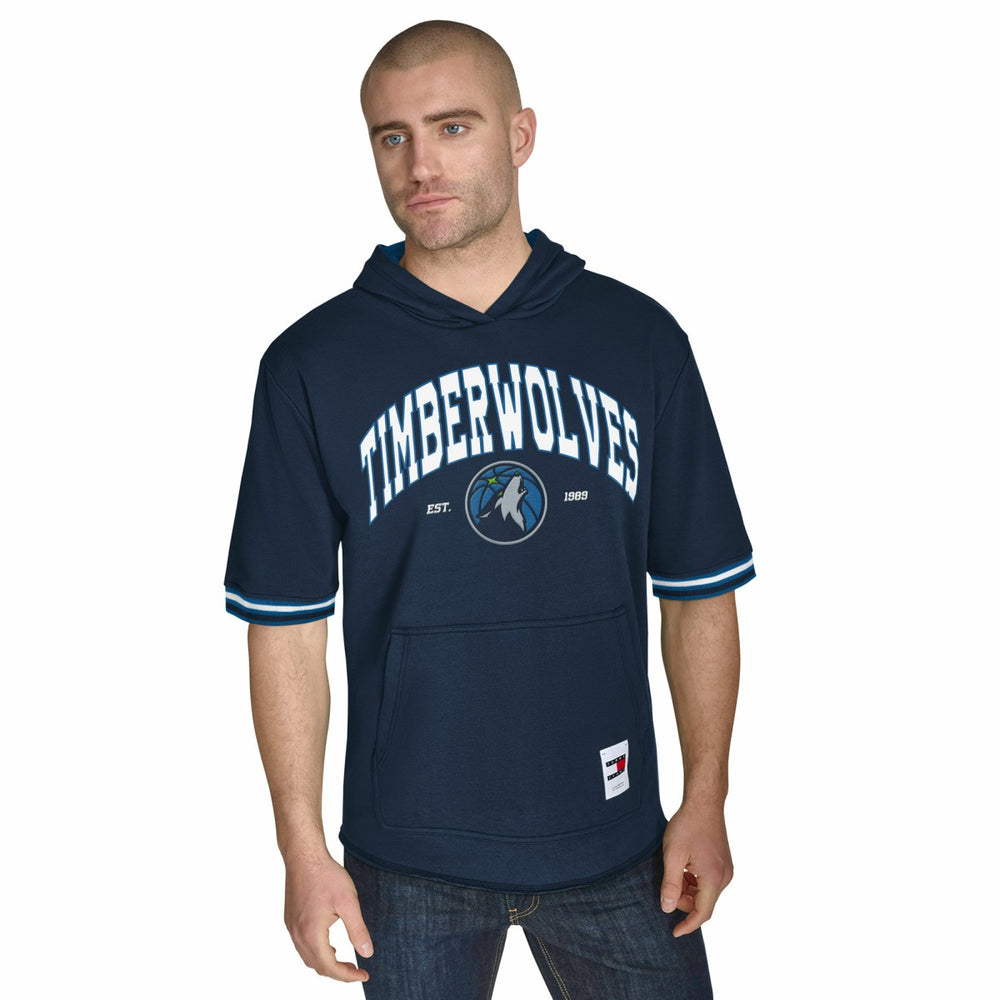 NBA - Minnesota Timberwolves Tommy Jeans Paul French Terry Short Sleeve Pullover Hoodie - Navy