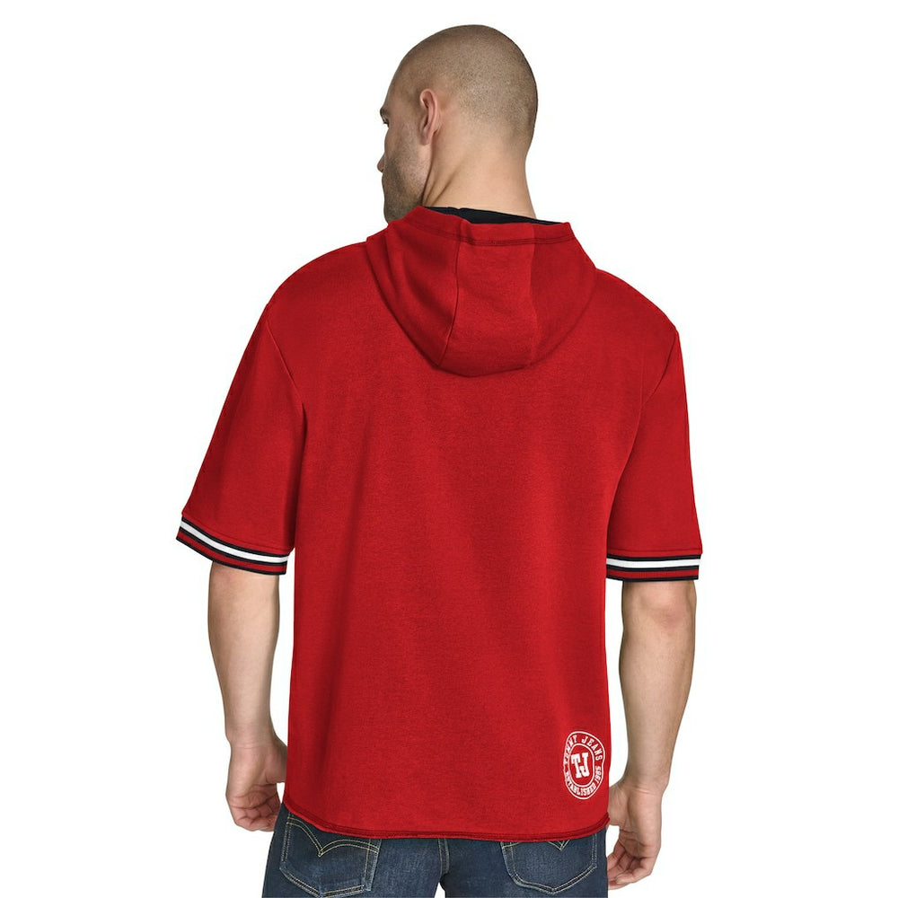 NBA - Chicago Bulls Tommy Jeans Paul French Terry Short Sleeve Pullover Hoodie - Red