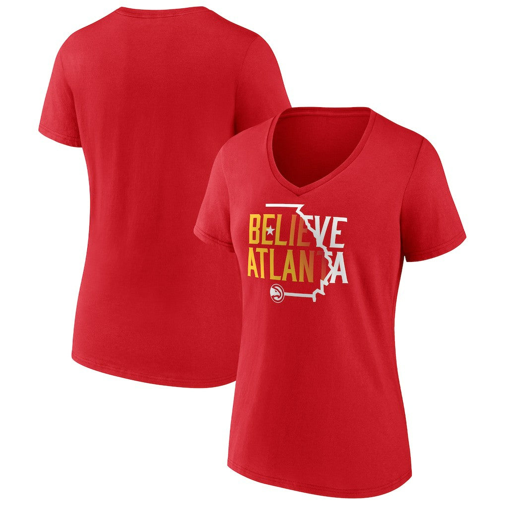 NBA - Atlanta Hawks Women's Team Pride V-Neck T-Shirt - Red
