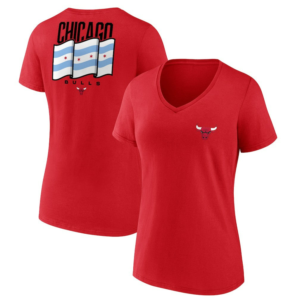 NBA - Chicago Bulls Women's Clutch V-Neck T-Shirt - Red