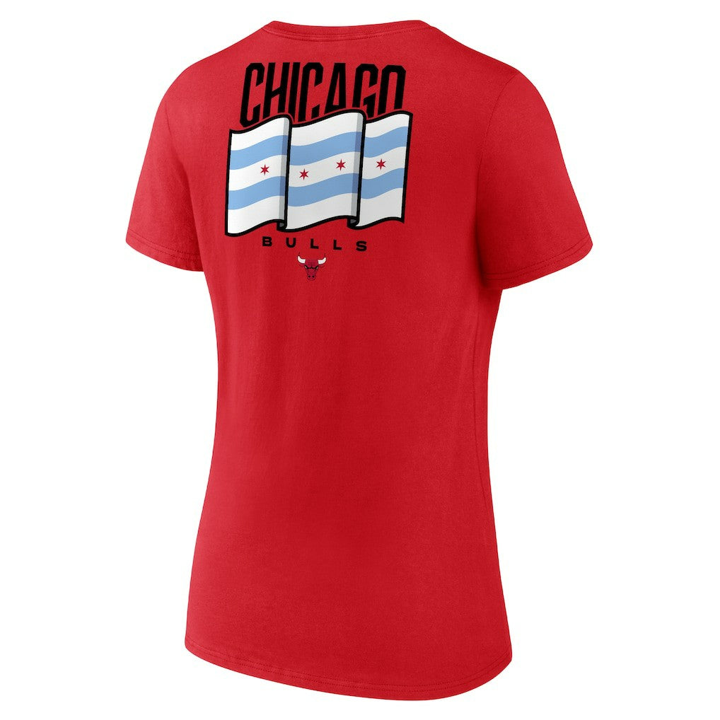 NBA - Chicago Bulls Women's Clutch V-Neck T-Shirt - Red