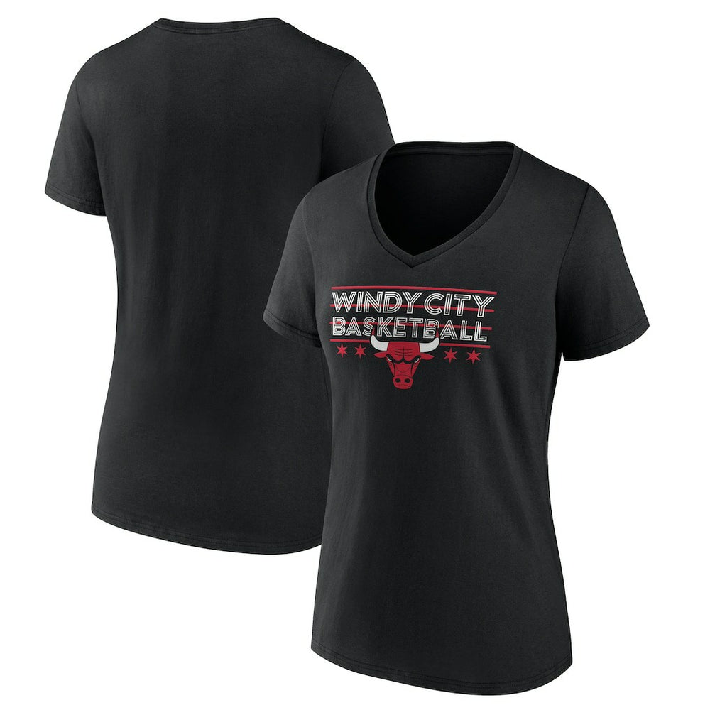 NBA - Chicago Bulls Women's Core Hometown Launch V-Neck T-Shirt - Black