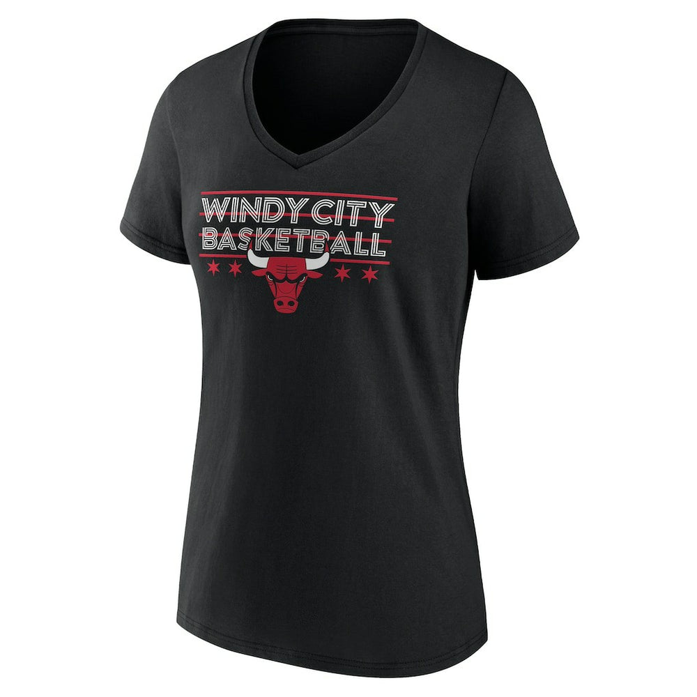 NBA - Chicago Bulls Women's Core Hometown Launch V-Neck T-Shirt - Black