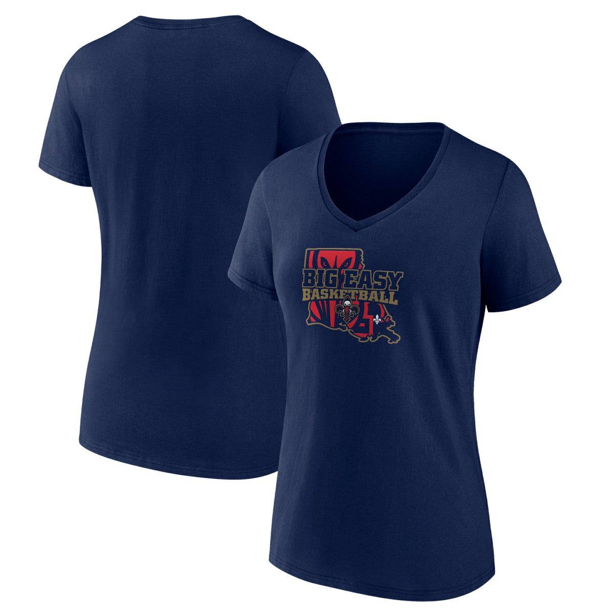 NBA - New Orleans Pelicans Women's Core Hometown Launch V-Neck T-Shirt - Navy