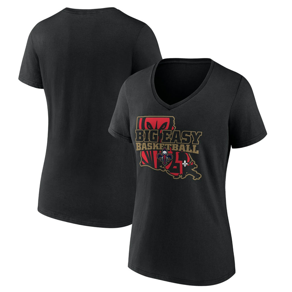 NBA - New Orleans Pelicans Women's Core Hometown Launch V-Neck T-Shirt - Black