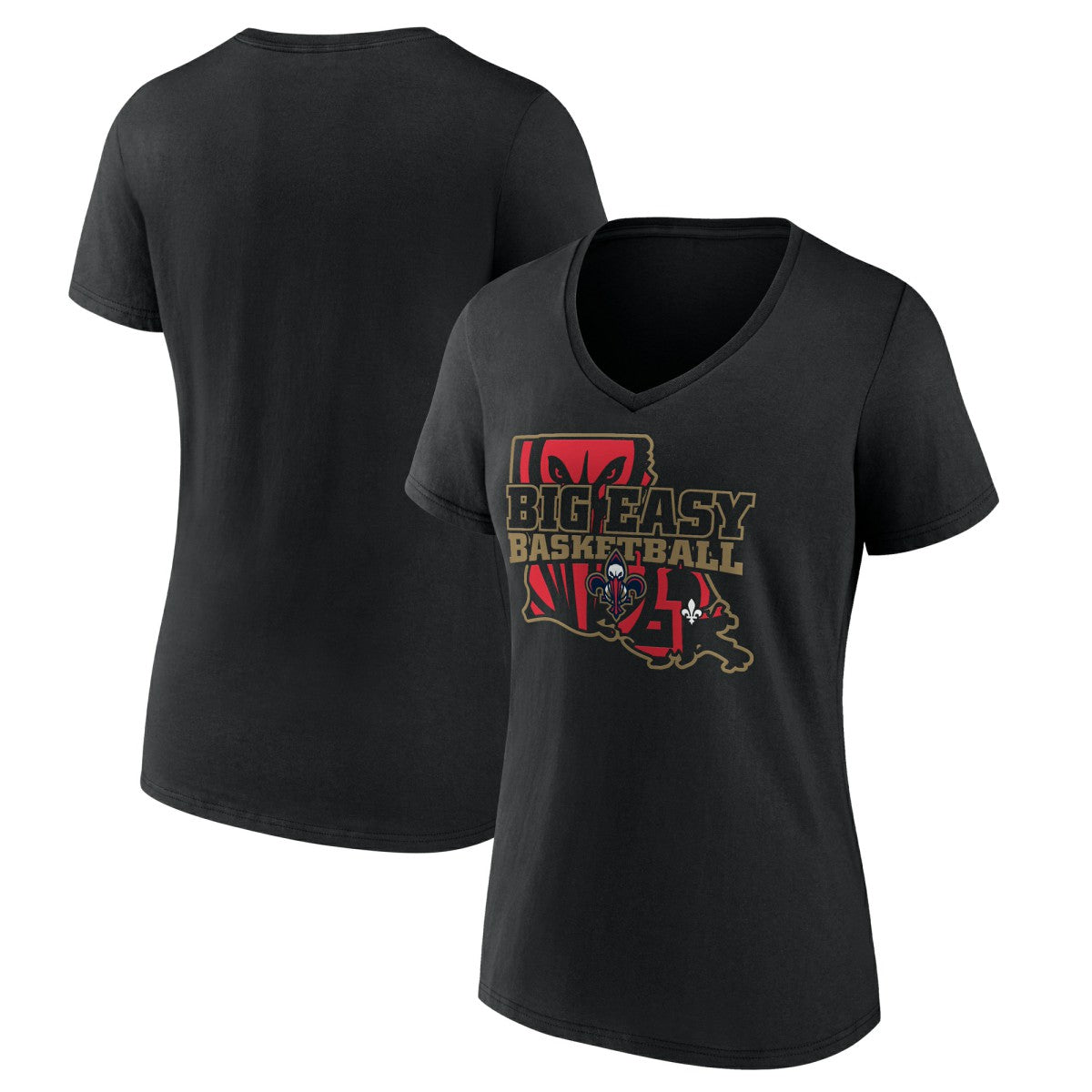 NBA - New Orleans Pelicans Women's Core Hometown Launch V-Neck T-Shirt - Black