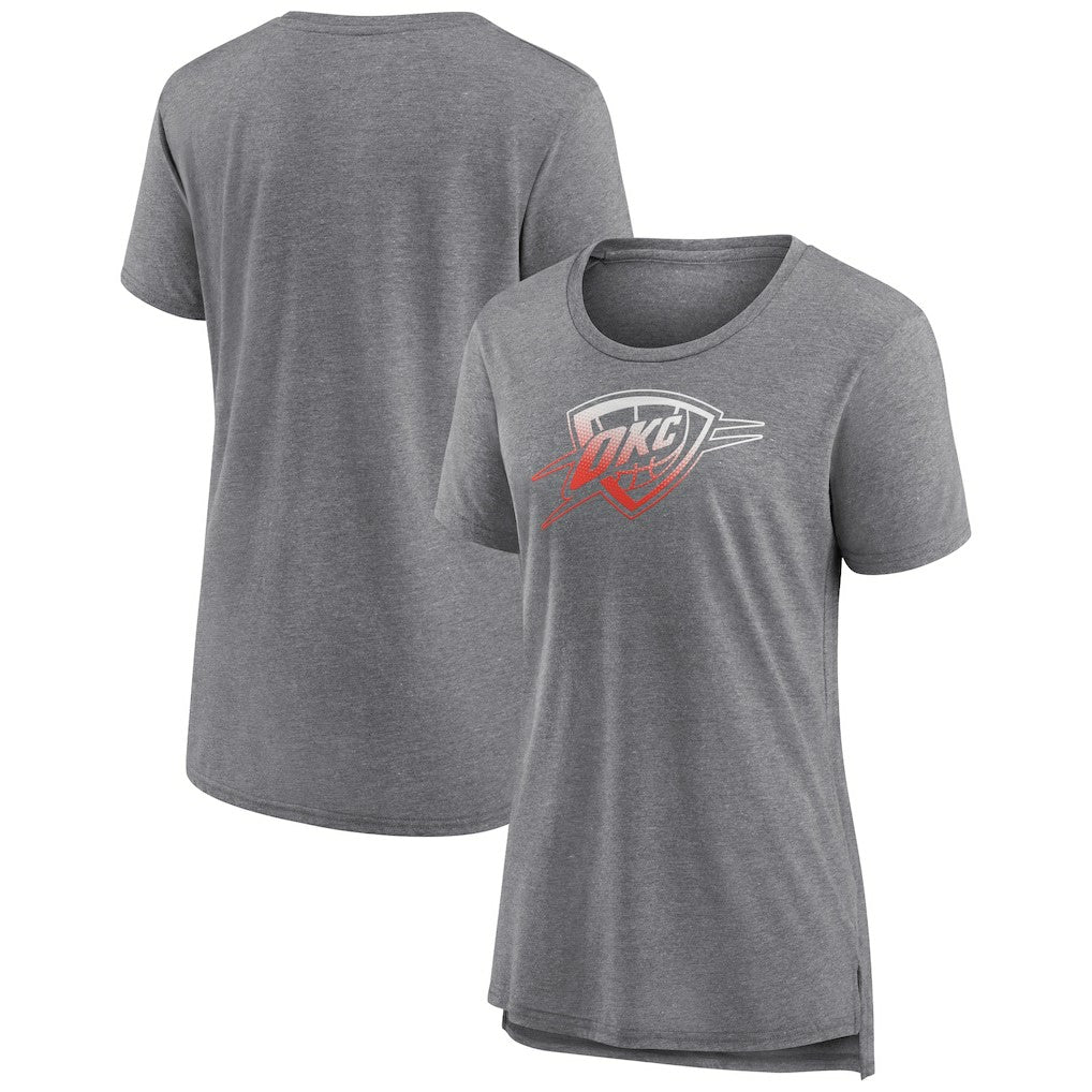 NBA - Oklahoma City Thunder Women's Gradient Logo Tri-Blend T-Shirt - Gray