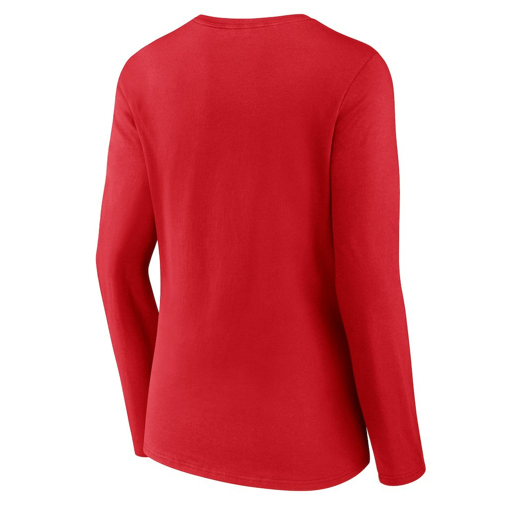 NBA - Philadelphia 76ers Women's Primary Logo Long Sleeve V-Neck T-Shirt - Red