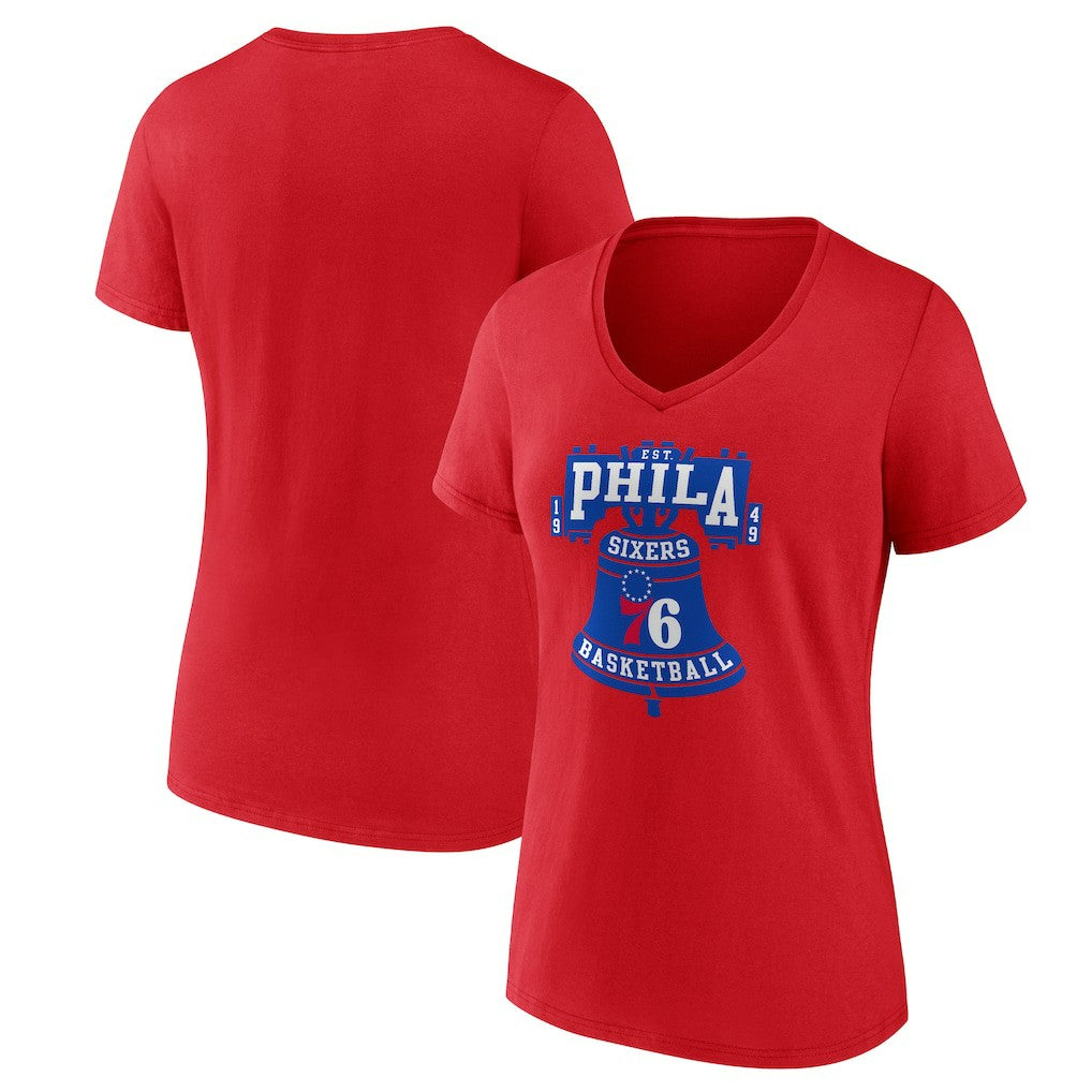 NBA - Philadelphia 76ers Women's Hometown V-Neck T-Shirt - Red