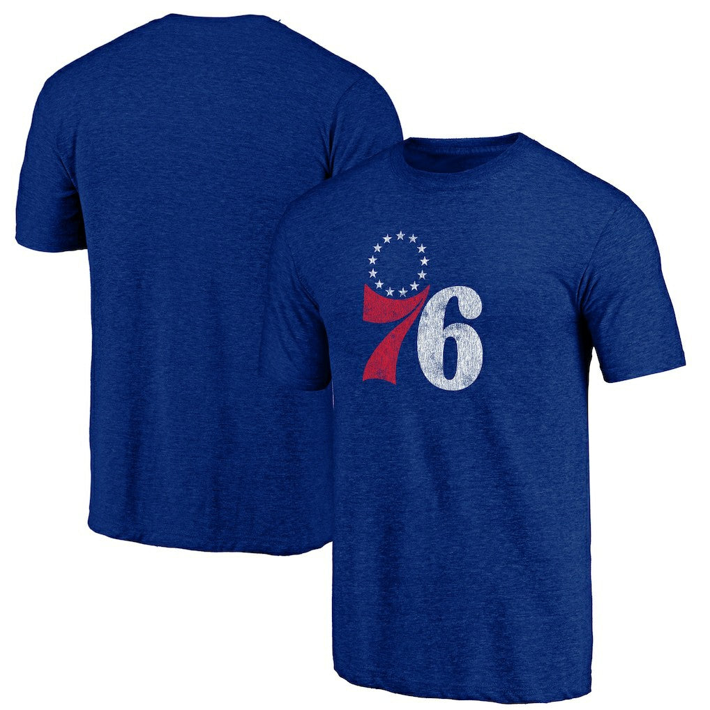 NBA - Philadelphia 76ers Distressed Tri-Blend T-Shirt - Royal
