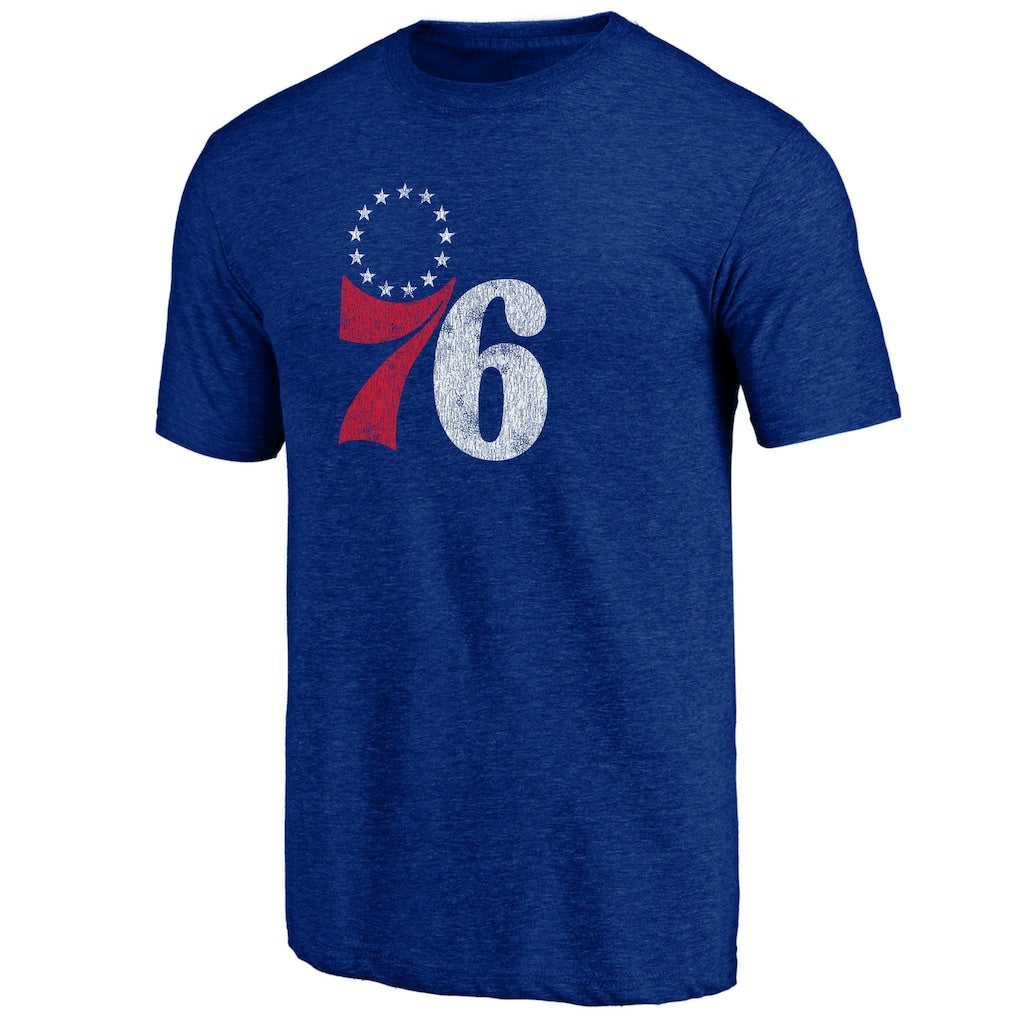 NBA - Philadelphia 76ers Distressed Tri-Blend T-Shirt - Royal