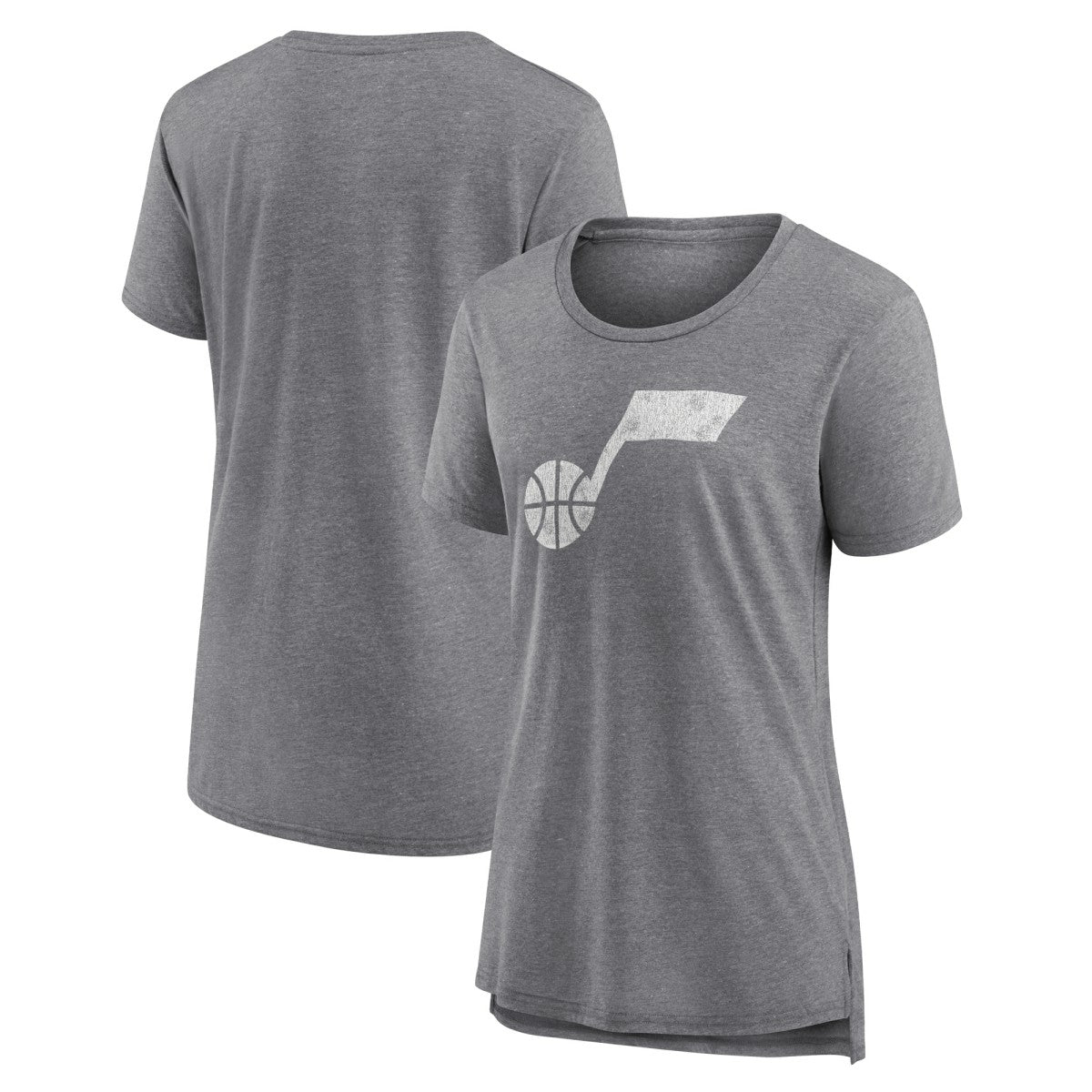 NBA - Utah Jazz Women's Distressed Logo Tri-Blend T-Shirt - Gray