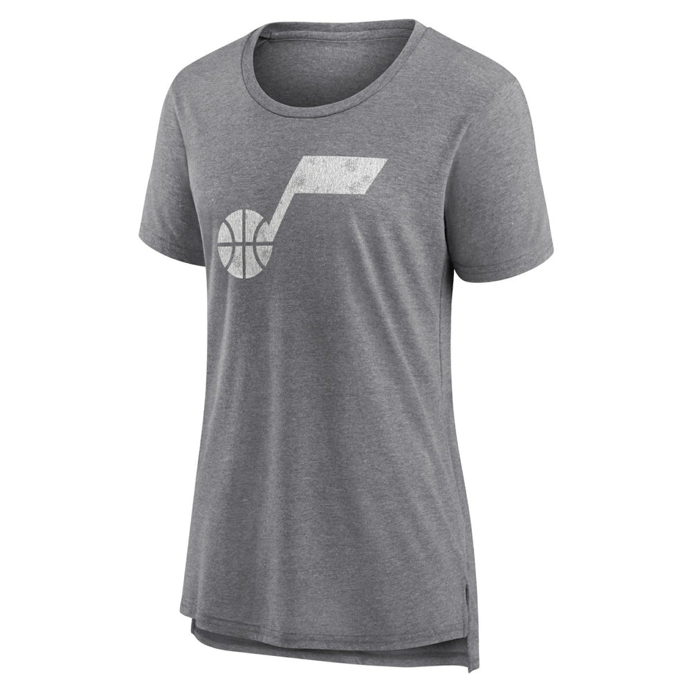 NBA - Utah Jazz Women's Distressed Logo Tri-Blend T-Shirt - Gray
