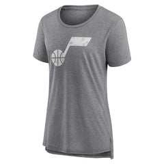 NBA - Utah Jazz Women's Distressed Logo Tri-Blend T-Shirt - Gray