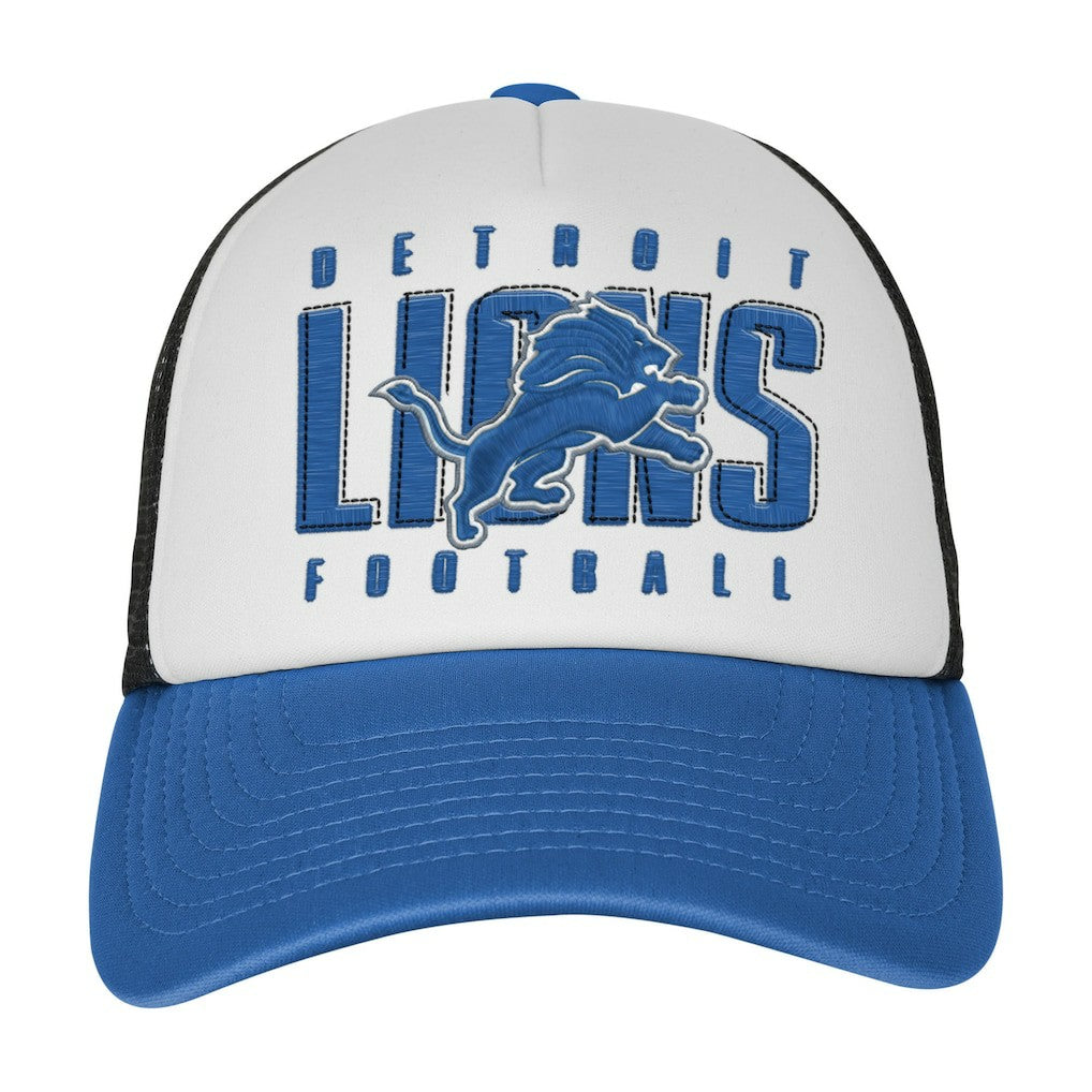 Detroit Lions Youth Essentials Trucker Adjustable Hat White/Blue - NFL