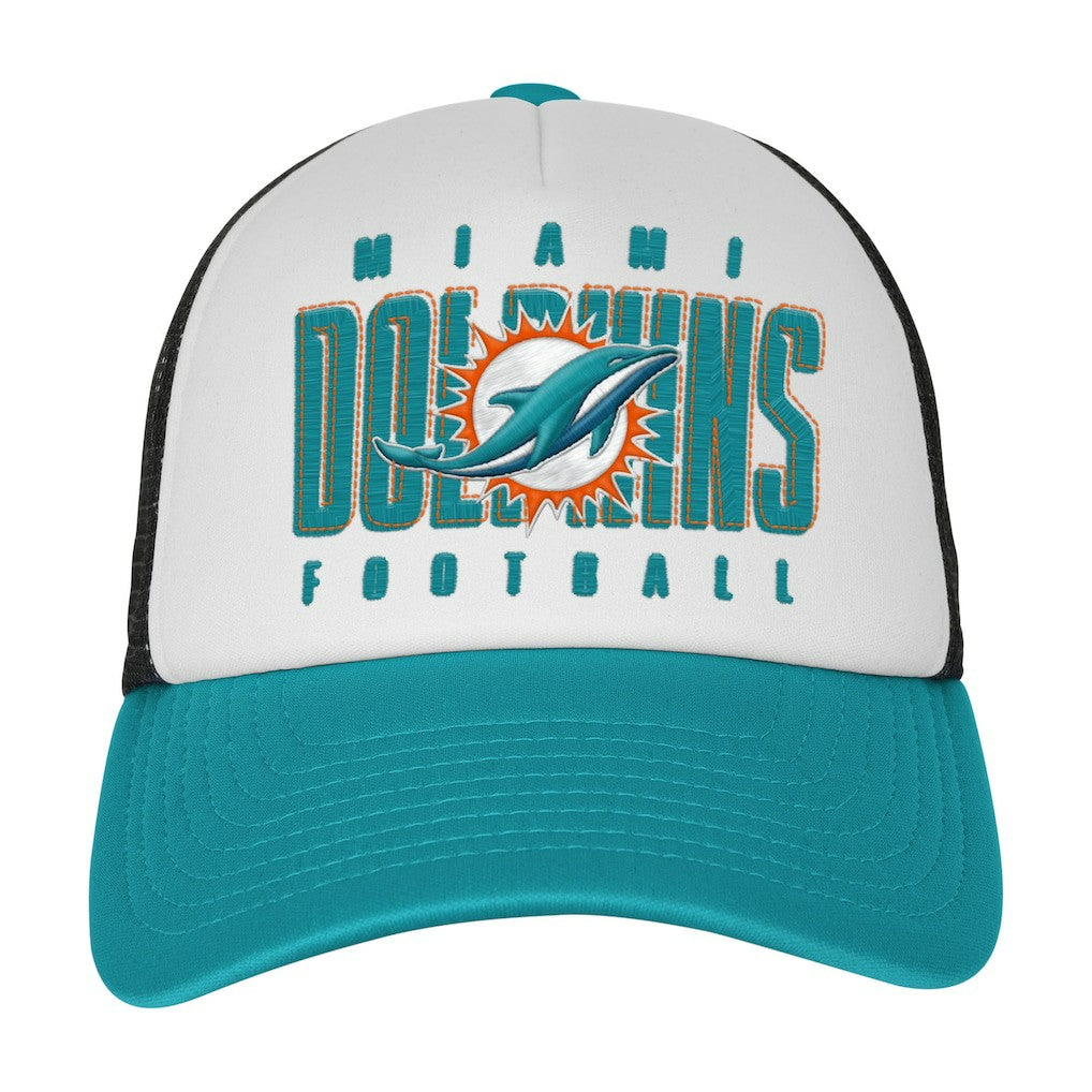 Miami Dolphins Youth Essentials Trucker Adjustable Hat White/Aqua - NFL