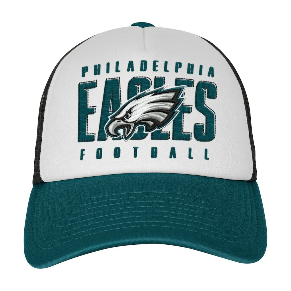 Philadelphia Eagles Youth Essentials Trucker Adjustable Hat White/Midnight Green - NFL
