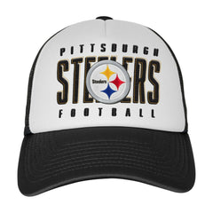 Pittsburgh Steelers Youth Essentials Trucker Adjustable Hat White/Black - NFL