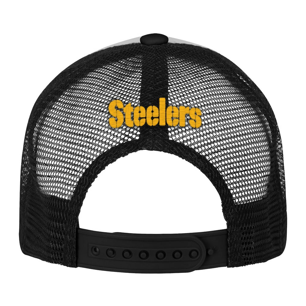 Pittsburgh Steelers Youth Essentials Trucker Adjustable Hat White/Black - NFL