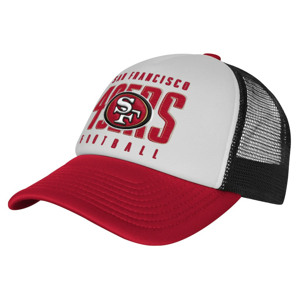 San Francisco 49ers Youth Essentials Trucker Adjustable Hat White/Scarlet - NFL