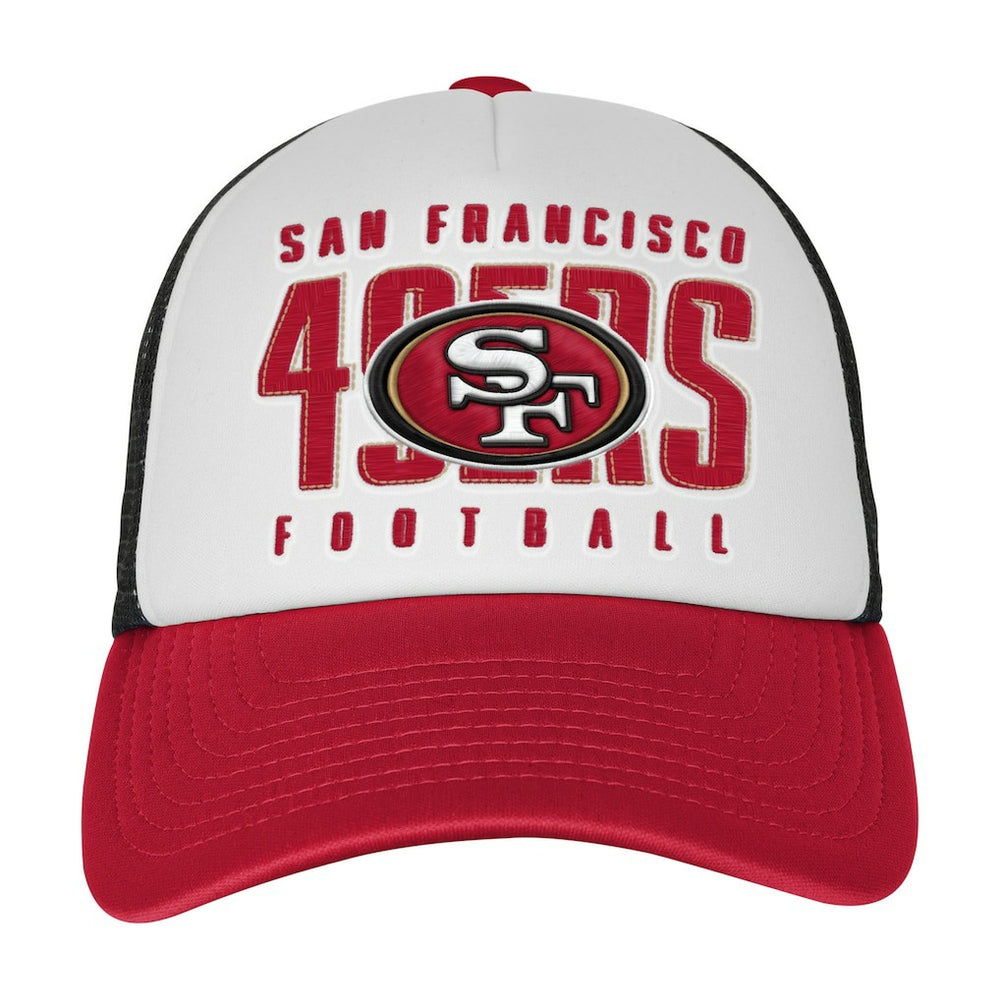 San Francisco 49ers Youth Essentials Trucker Adjustable Hat White/Scarlet - NFL
