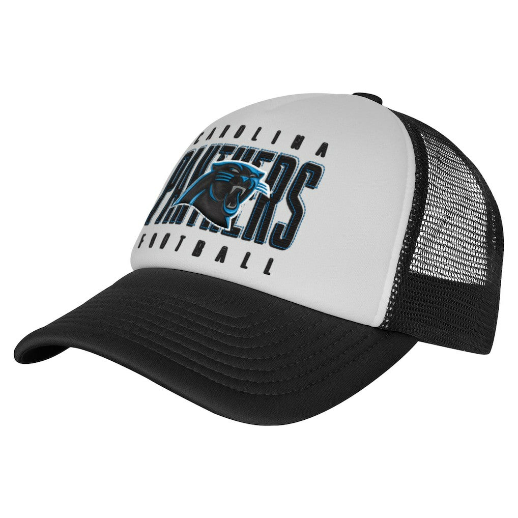 Carolina Panthers Youth Essentials Trucker Adjustable Hat White/Black - NFL
