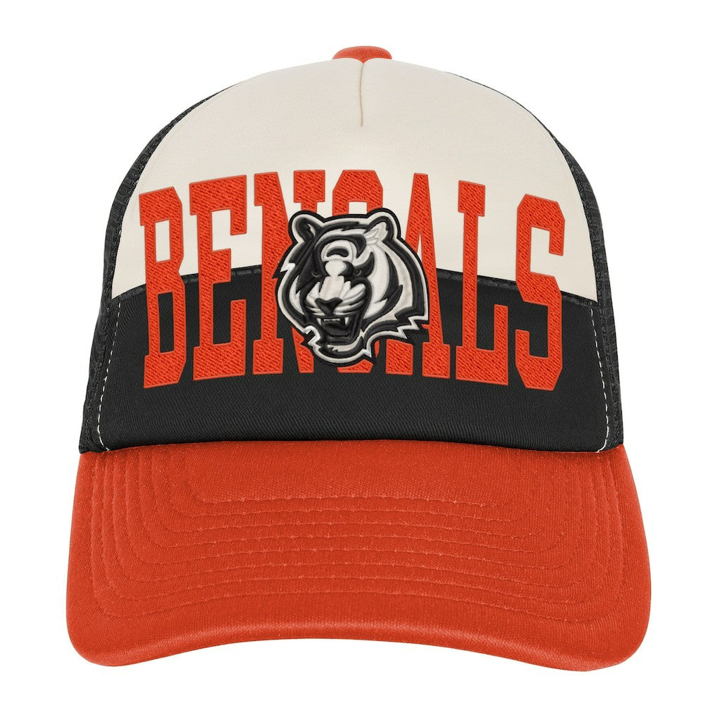 Cincinnati Bengals Youth Modern Fan Trucker Adjustable Hat White/Orange - NFL