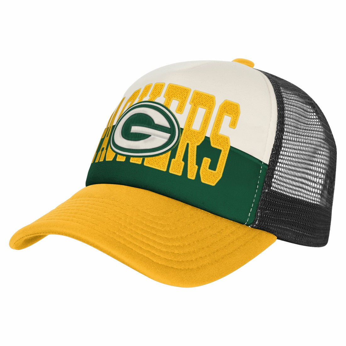 Green Bay Packers Youth Modern Fan Trucker Adjustable Hat White/Gold - NFL