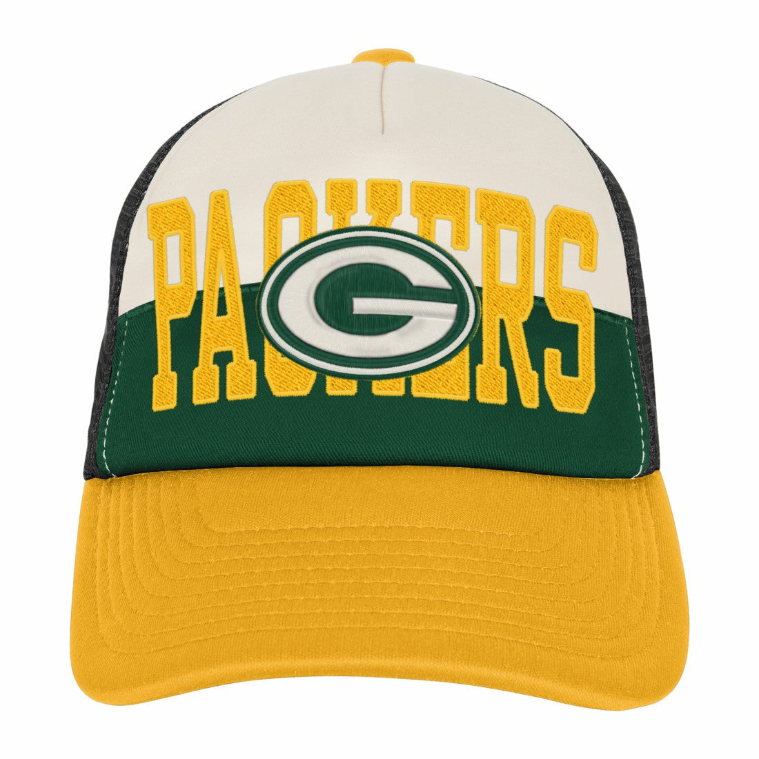 Green Bay Packers Youth Modern Fan Trucker Adjustable Hat White/Gold - NFL